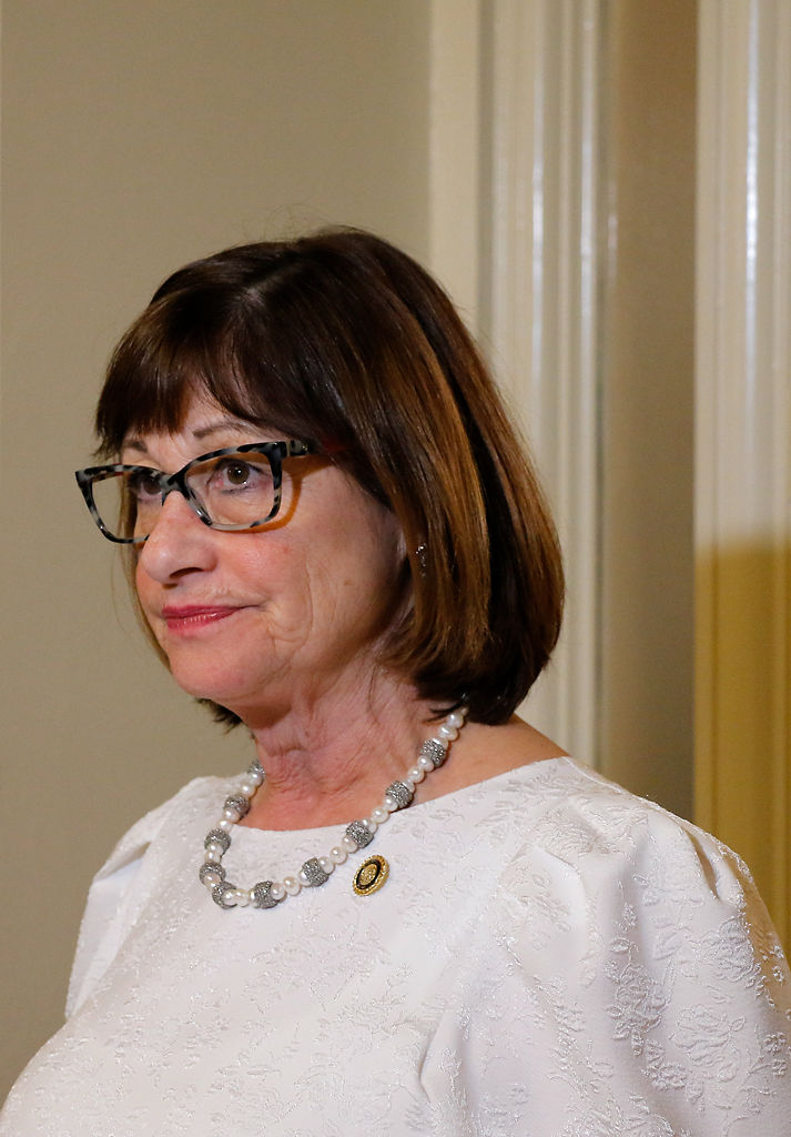 Sen. Jill Schupp, D-St. Louis, speaks at a press conference